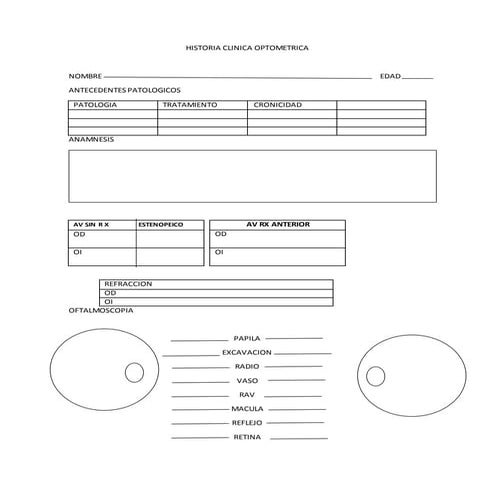 Historia clinica optometrica