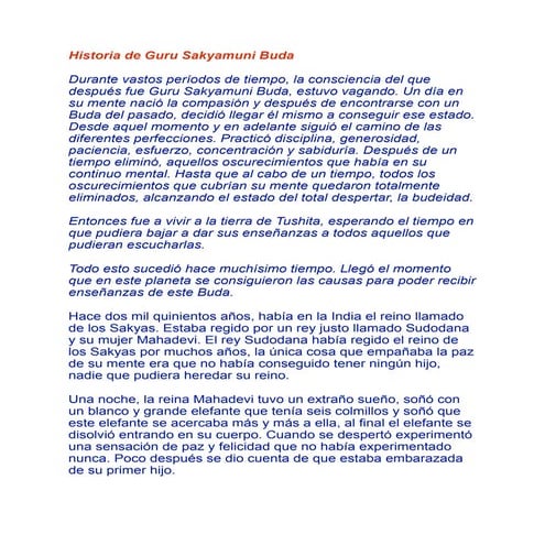 Historia de guru Sakyamuni Buda