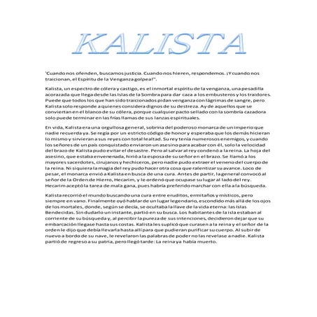 Historia de kalista y su invocación