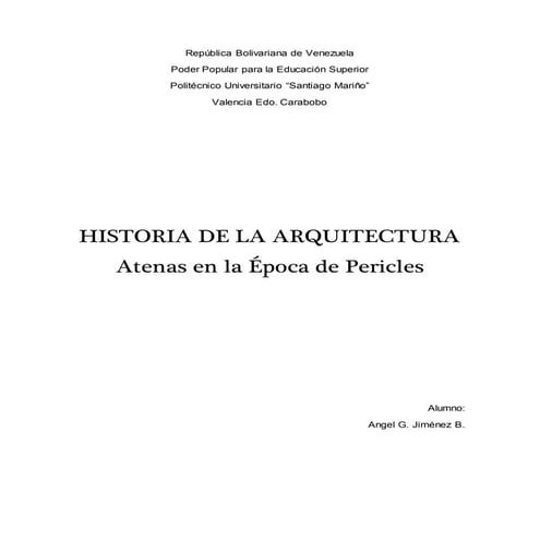 Historia de la arquitectura - Atenas en los tiempos de Pericles | DOCX