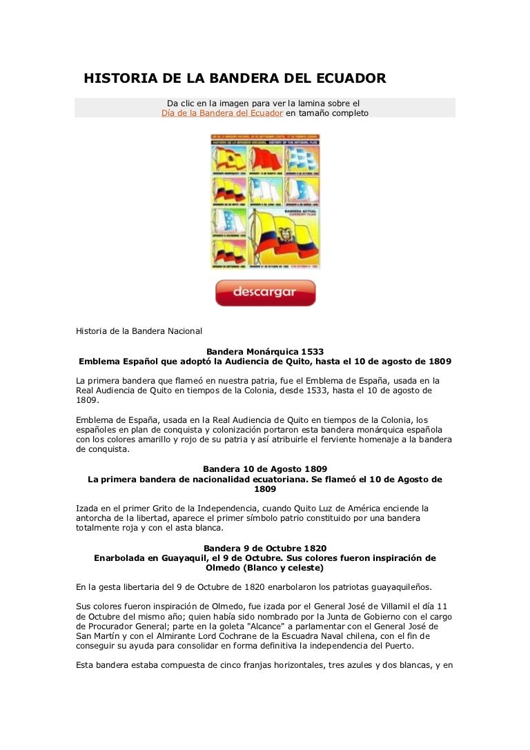 Historia De La Bandera Del Ecuador
