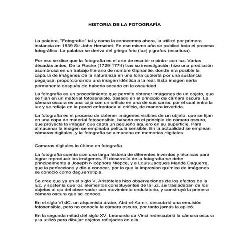 Historia de la fotografía