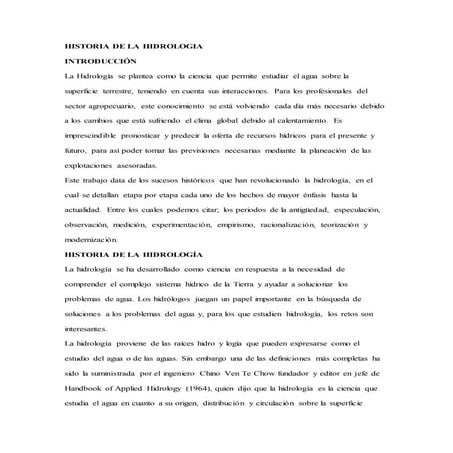Historia de la hidrologia