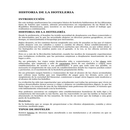 Historia de la hoteleria
