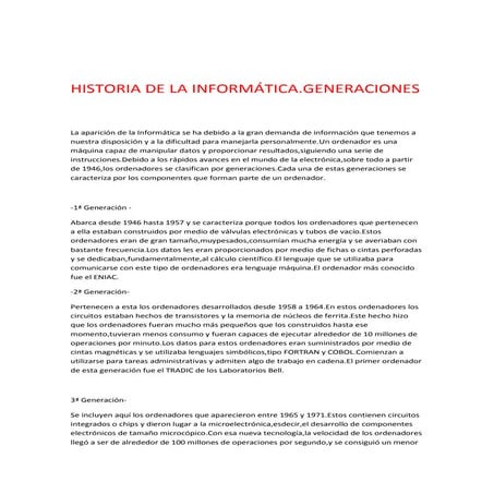 Historia de la informática. y sus generaciones