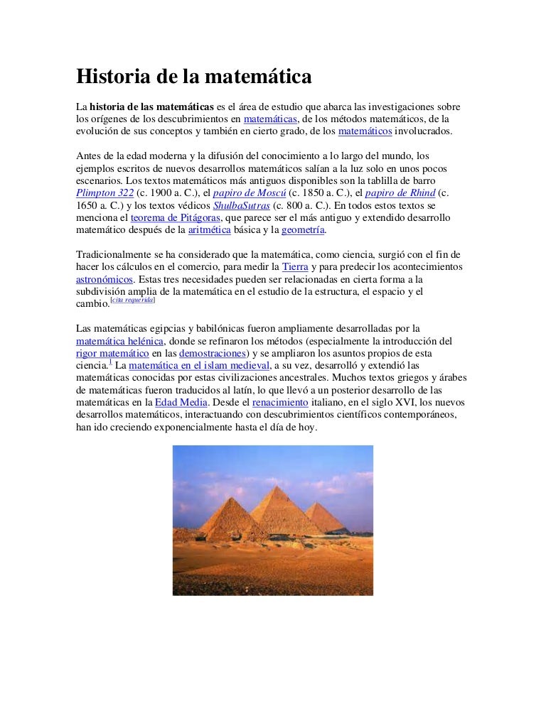 Historia de la matemática
