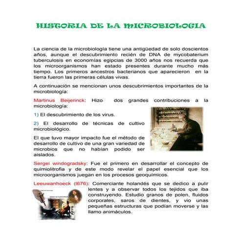Historia de la microbiologia