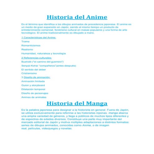 Historia del anime | DOCX