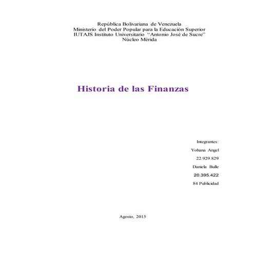 Historia de las finanzas 