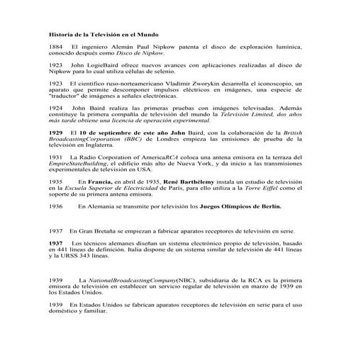 Historia de la televisión en el mundo