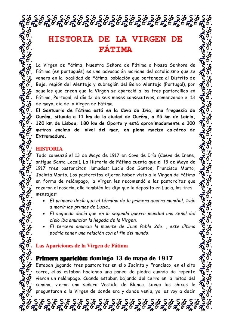 Historia De La Virgen De Fatima