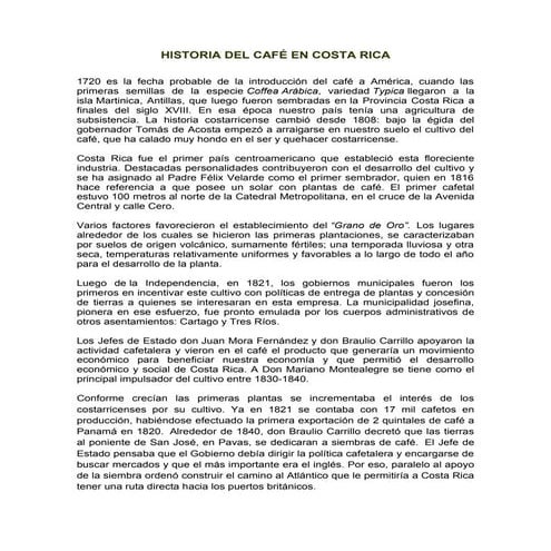 Historia del café en costa rica | DOC