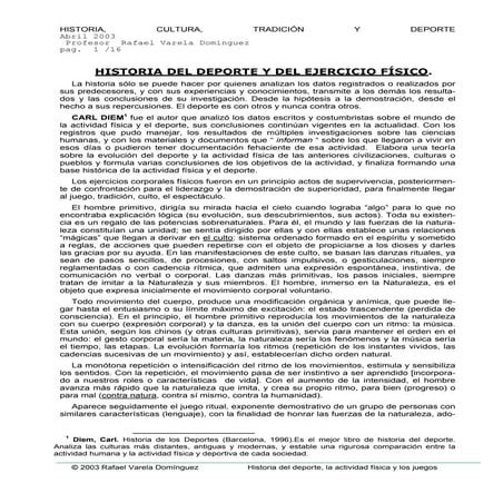 Historia Del Deporte Y Del Ejercicio Fisico | PDF