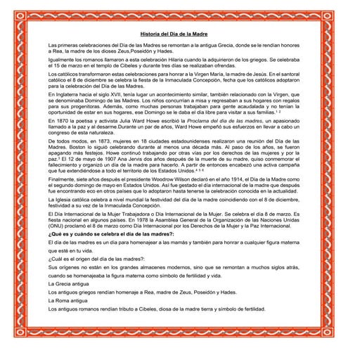 Historia del dia de la madre