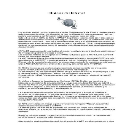 Historia y Evolución del Internet | PDF