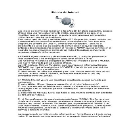 Historia y Evolución del Internet | PDF