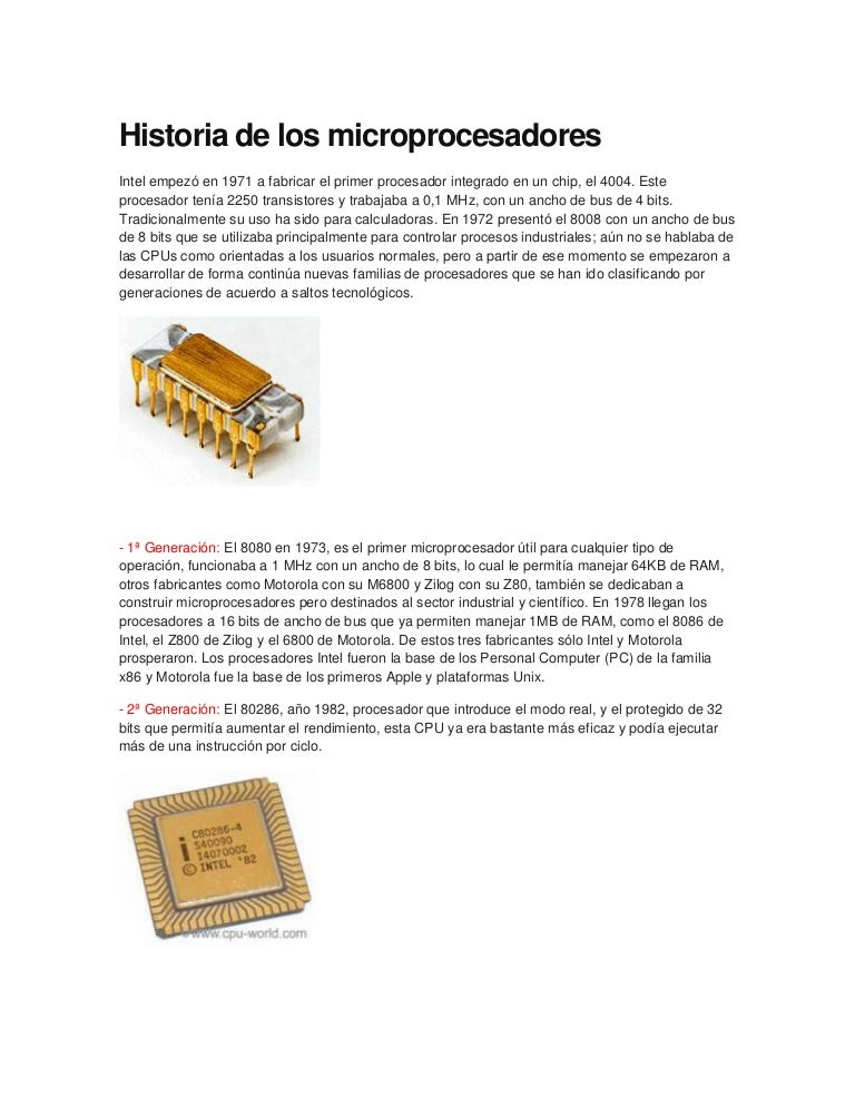 Historia de los microprocesadores
