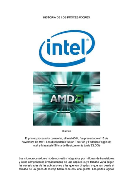 Historia de los procesadores intel