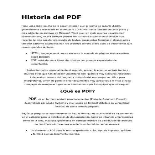 Historia del pdf | DOCX