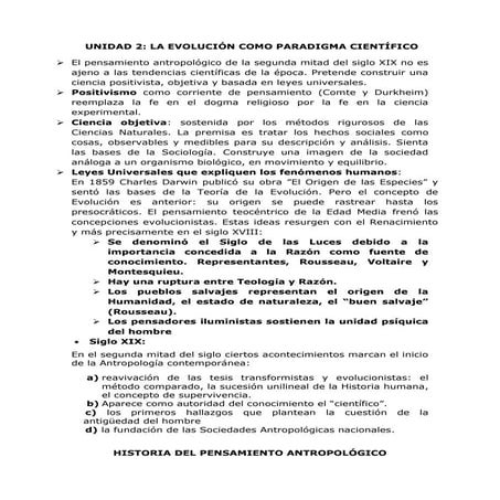 Historia del pensamiento antropológico Ficha de Cátedra Profesora Guarino