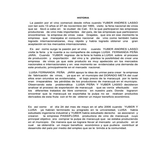 Historia de passifora