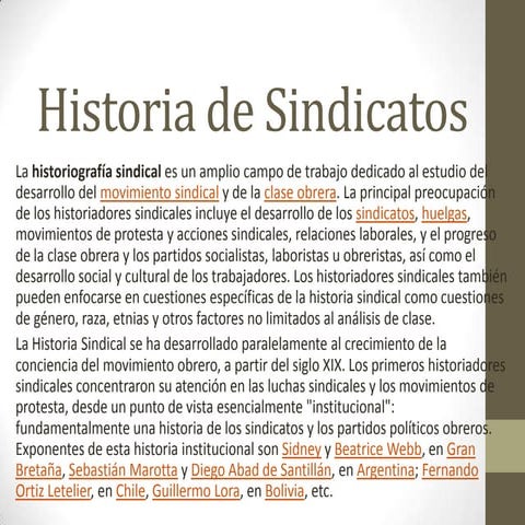 Historia de sindicatos