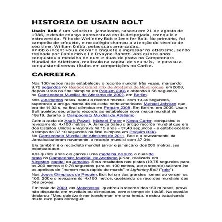 Historia de usain bolt