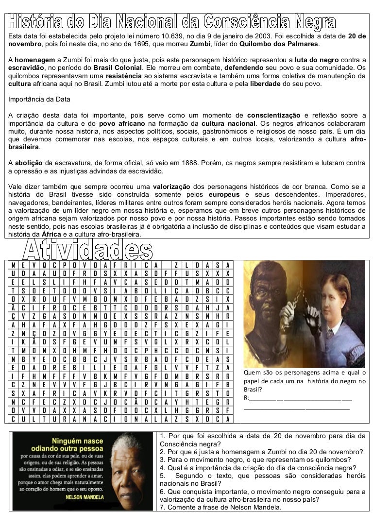 Historia do dia nacional da consciencia negra