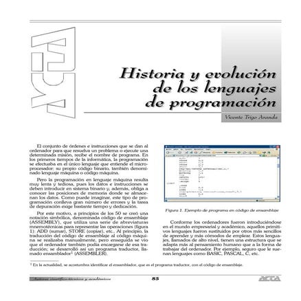 Historia e evoluvion de los lenguaje de programcion