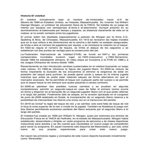 Historia el voleibol