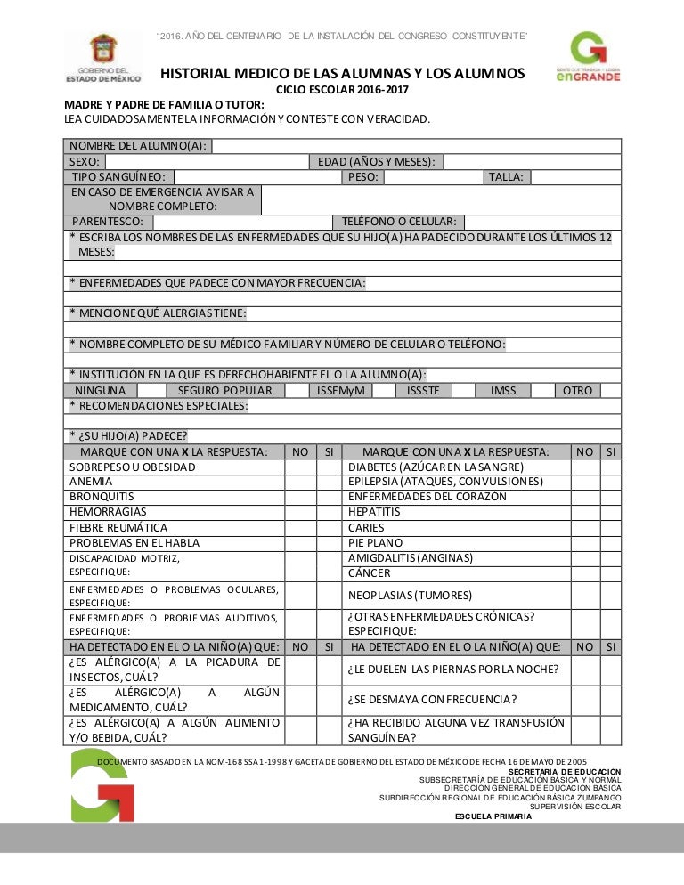 Historial medico alumnos