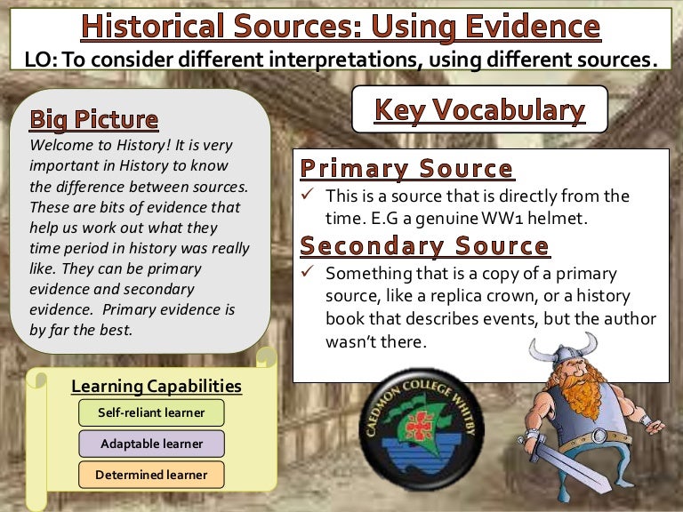 Historical sources intro lesson