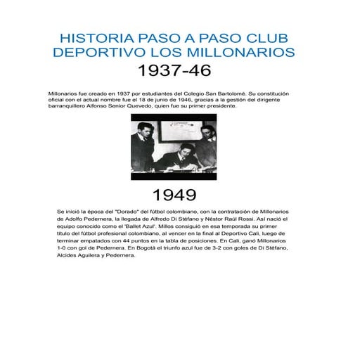 Historia paso a paso club deportivo los millonarios