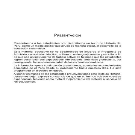 Historia de peru para estudiantes pre universitarios