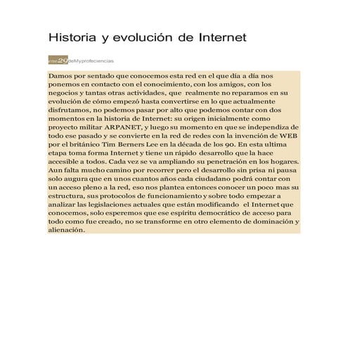 Historia y evolución de internet