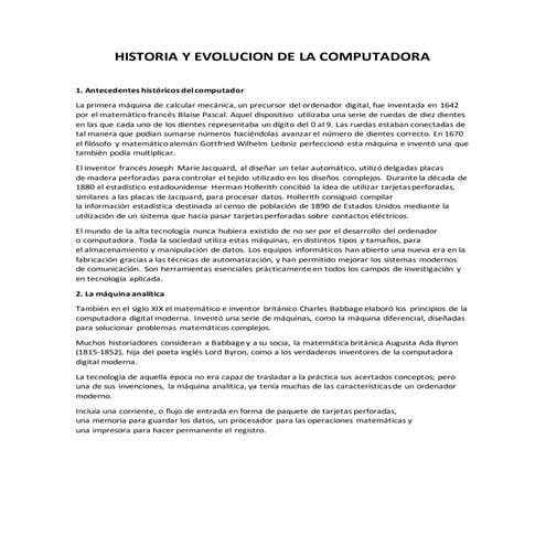 Historia y evolución de la computadora