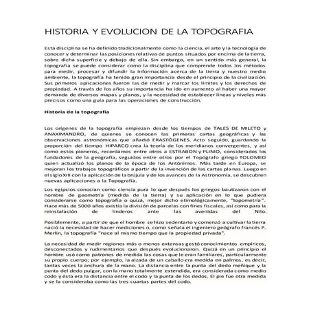 Historia y evolución de la topografía