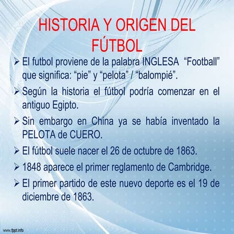 Historia y origen del fútbol | PPT