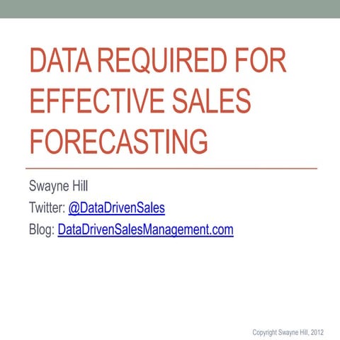 Historical Data Required for Sales Forecasting