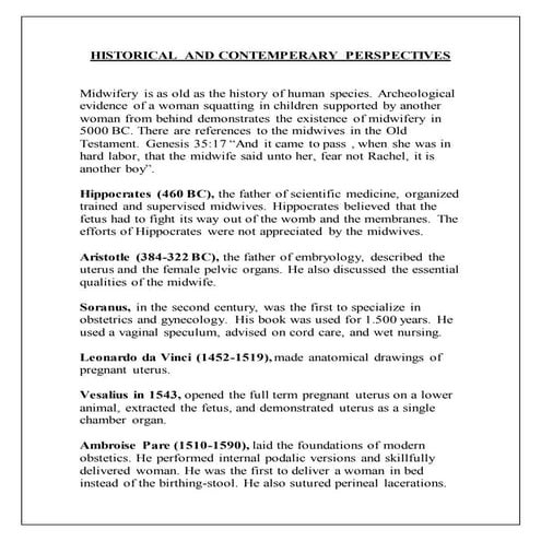 Historical and contemperary perspectives