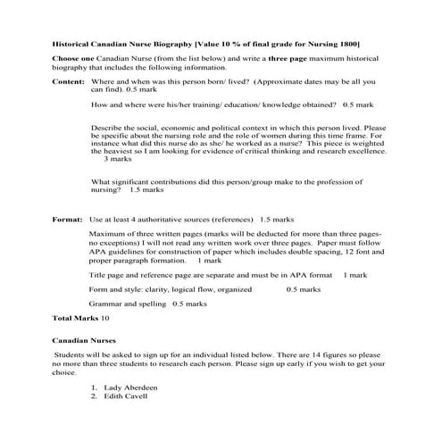 NURS 1800 Assignment