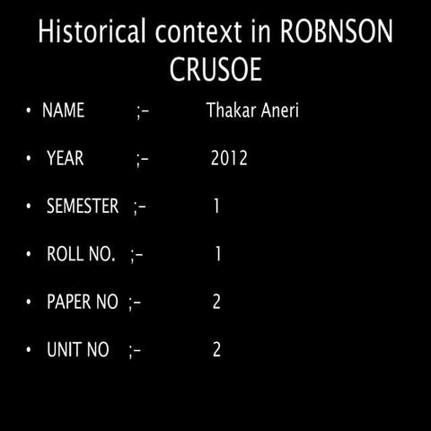 Historical context in robinson crouse