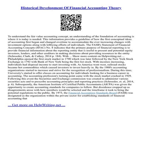Historical Development Of Financial Accounting Theory | PDF