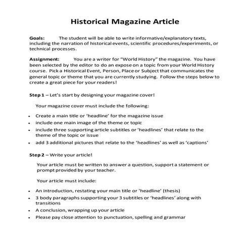 Historical magazine article