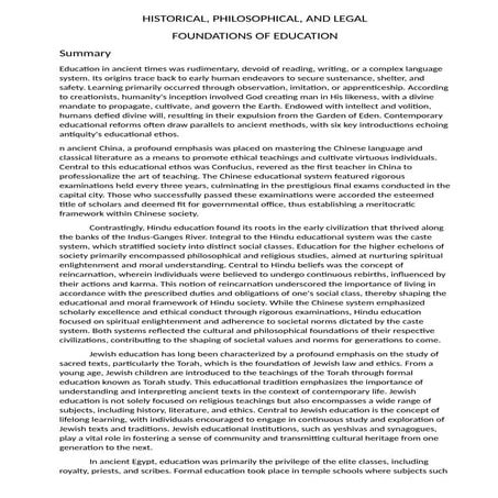 HISTORICAL , PHILOSOPHICAL AND LEGAL FOUNDATION OF EDUC EA 103.docx