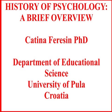 History of Psychology: Historical roots 1