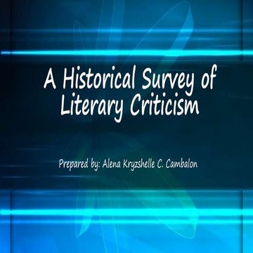 Historical survey of literary criticism