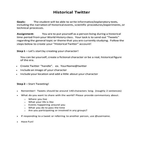 Historical twitter lesson plan