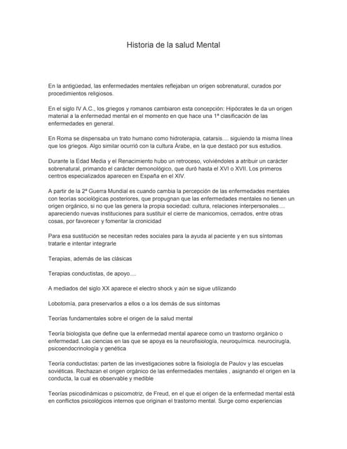 Histori de la salud mental
