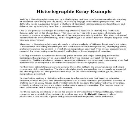 Historiographic Essay Example. Moorpark College